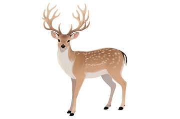 Fototapeta premium Fallow deer illustration with antlers