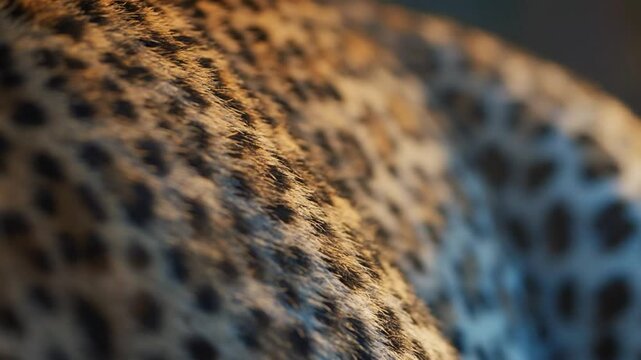 Close-up of a leopard's fur coat, showcasing the intricate pattern and texture of the animal's natural camouflage