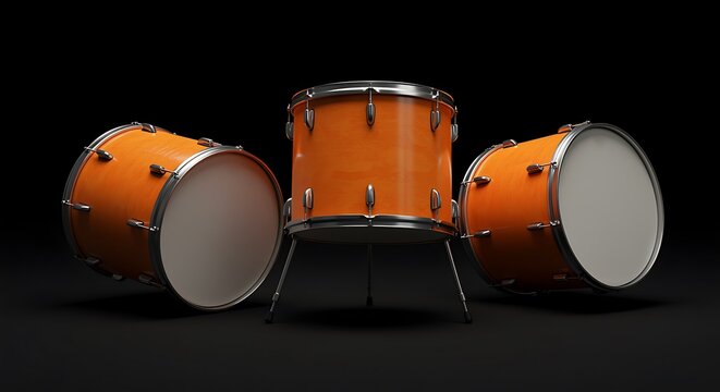 orange drum set on a black background