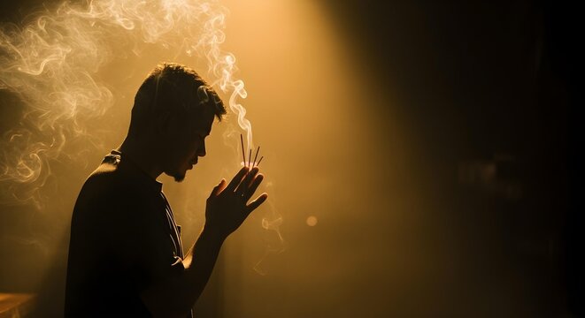 prayer,
silhouette,
person,
incense,
spiritual,
meditation,
calm,
tranquil,
ritual,
religion,
peaceful,
minimal,
atmosphere,
warm,
lowlight,
smoke,
tranquility,
contemplation,
focus,
mindfulness,
devo