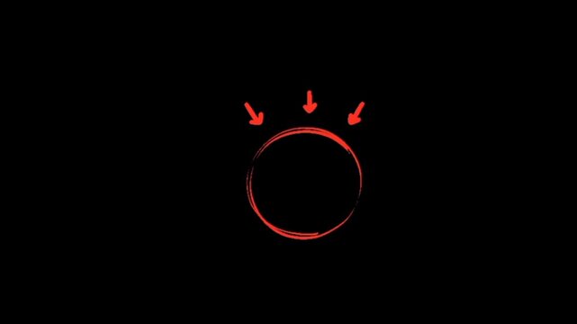 Focus on the target with this dynamic red hand-drawn circle and arrow animation, perfect for highlighting key details in your edits.
