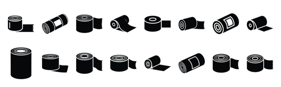 bandage roll vector icon set multiple style collection. doctor day silhouette medical symbols for healthcare