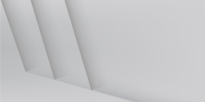 Panoramic geometric shapes on abstract white background