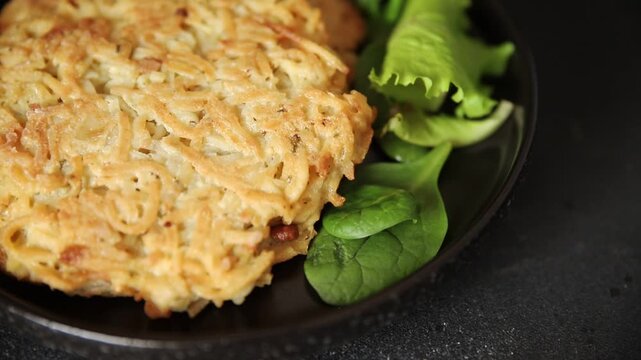 Hash brown potato fritters draniki main course food preparation tasty snack fresh gourmet food background on the table rustic food top view copy space vegetarian and vegan food