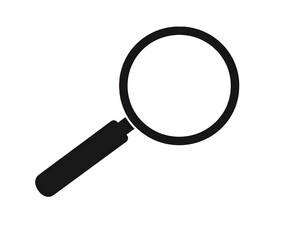 Black magnifying glass icon isolated