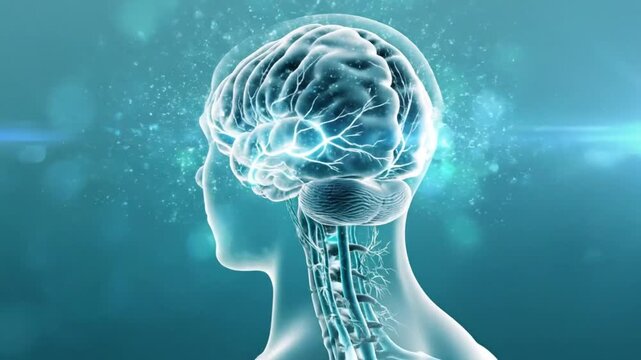 Human Body: Detailed Visualization of the Nervous System, Highlighting Brain and Spinal Cord Function