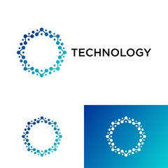 Collection of technology connection logo design modern with abstract dot, Blockchain, molecule and system graphic design vector illustration. Symbol, icon, creative.