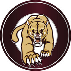 Lion Mascot Logo Illustration in Circle Frame