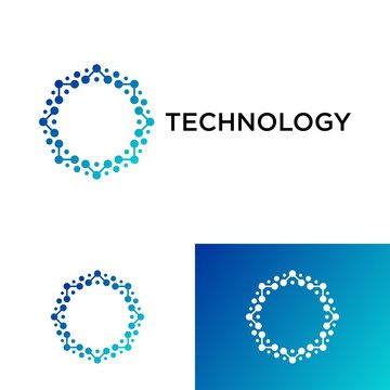 Collection of technology connection logo design modern with abstract dot, Blockchain, molecule and system graphic design vector illustration. Symbol, icon, creative.
