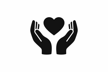 Obraz premium Hands cradling a heart symbol representing care, love, and protection isolated on transparent background, isolated on white background, Vector