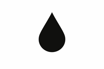 Simple black water drop icon on a clean white background, representing fluid or liquid isolated on transparent background, isolated on white background, Vector