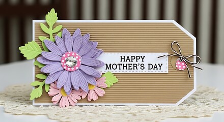 Happy mother's day greeting card with beautiful flowers and greenery