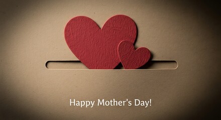 Happy mother's day greeting with red hearts