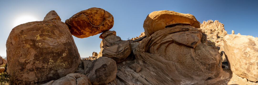 Panorama Of Balanced Rock In Big Bend