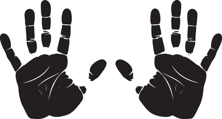 Black Handprints with Fingerprints on White Background also transparent background