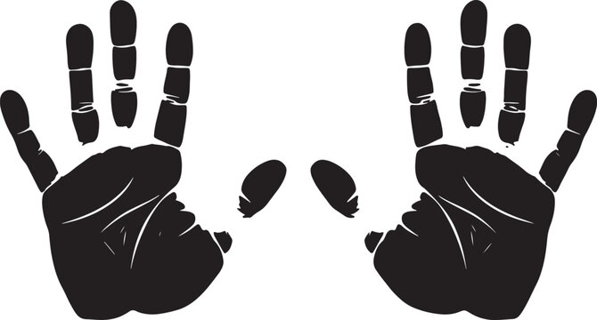 Black Handprints with Fingerprints on White Background also transparent background