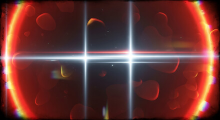 Vibrant red and white light phenomenon with celestial bodies