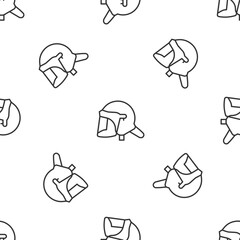 Naklejka premium Grey line Police helmet icon isolated seamless pattern on white background. Military helmet. Vector
