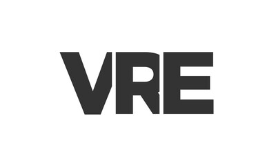 VRE logo design template with strong and modern bold text. Initial based vector logotype featuring simple and minimal typography. Trendy company identity.