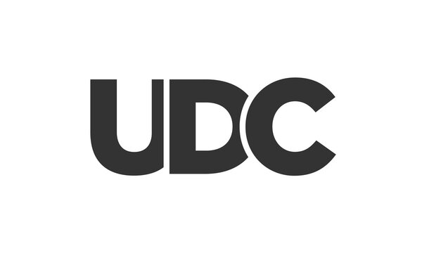 UDC logo design template with strong and modern bold text. Initial based vector logotype featuring simple and minimal typography. Trendy company identity.