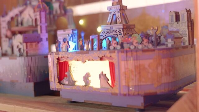 Small Shadow Puppets, Miniature Puppet Show Scene With Handcrafted Details And Warm Nostalgic Ambiance