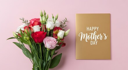 Obraz premium Mother's day bouquet and card gift