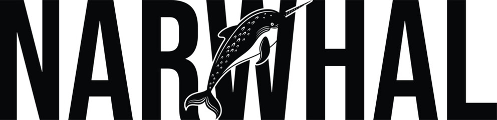 Narwhal Illustration Design Featuring Whale Marine Mammal Wildlife Artwork © Bappaditya Roy
