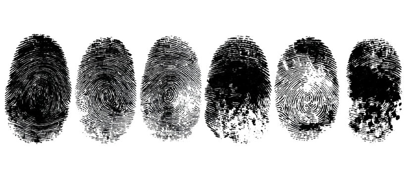 Abstract fingerprint brush ink pattern set isolated background. grunge hand fingerprint mark illustration overlay texture and creative art print.