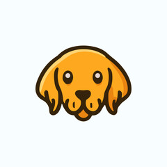 Golden retriever dog icon logo flat vector design