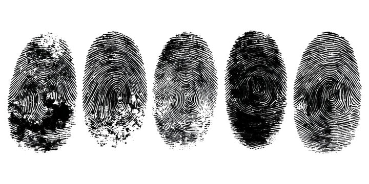 Abstract fingerprint brush ink pattern set isolated background. grunge hand fingerprint mark illustration overlay texture and creative art print.
