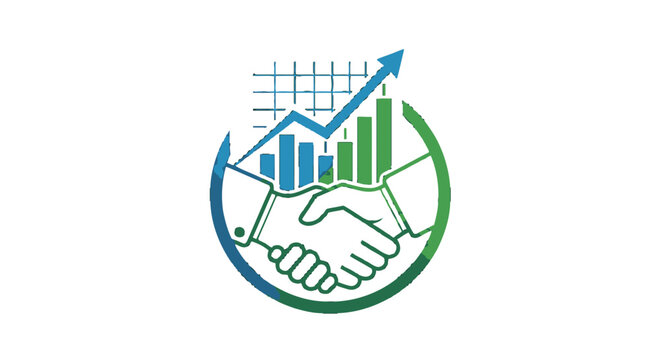 Business partnership and growth graph icon.