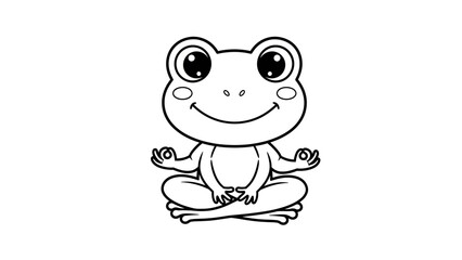 Obraz premium Happy Frog in Lotus Pose, Adorable Yoga for Toddlers and Young Children. transparent.