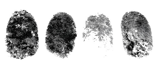 Abstract grunge fingerprint set texture background design. grungy ink fingerprint rough dirty and identity pattern vector illustration bundle.