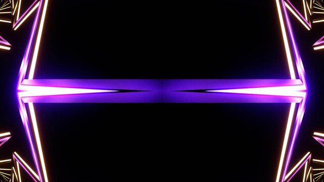 Yellow and Purple Neon Lightning Kaleidoscope Background VJ Loop in 4K