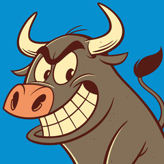 Naughty Smiling Cow Cartoon Illustration Art