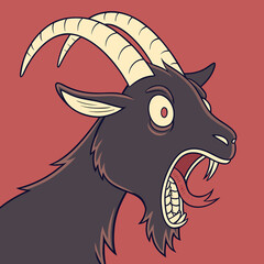 Nervous Scared Goat Cute Cartoon Illustration Art Character