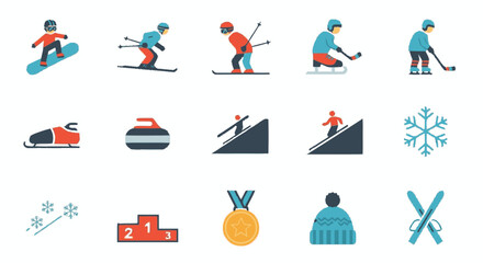 Fototapeta premium Winter Sports Icons Set Snowboarding Skiing.