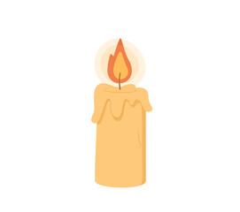 Candle vector icon. vector burning candle on white background. Candle for birthday, memorial. Isometric design. Vector.