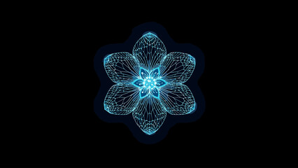 a spring cherry blossom in a futuristic glowing plexus wireframe style. This high-tech botanical vector represents the fusion of seasonal nature and artificial intelligence.