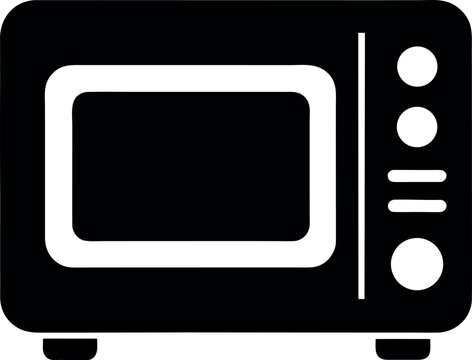 Stylized Black Icon of Microwave Oven with Three Control Buttons