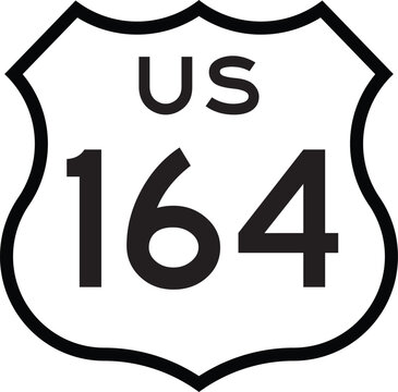 US Route 164 Highway Shield Cutout Sign Road Numbered System Design Emblem Vector