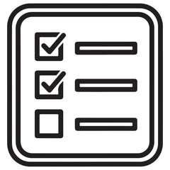 Black Outline Checklist Icon with Checked and Empty Task Items