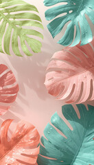Serene Minimalist Tropical Leaves in Pastel Tones

