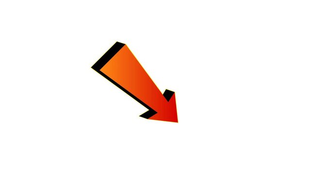 3D, arrow, pointing, down, right, orange, red, gradient, graphic, icon, pointer, indicator, symbol, isolated, on, white, background, directional, sign, commercial, marketing, design, element, isometri