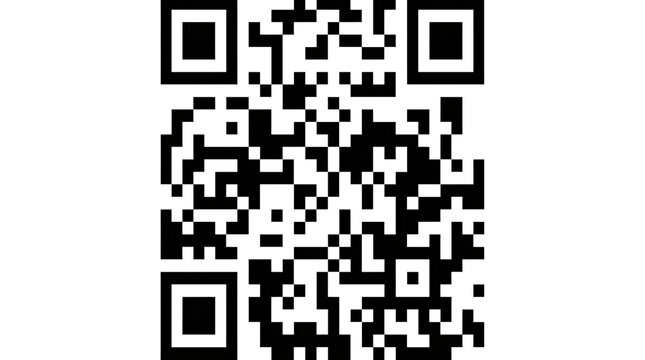 QR code with black and white design in square grid pattern on plain background for mobile payment - Powered by Adobe
