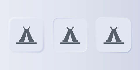 Grey Traditional indian teepee or wigwam icon isolated on grey background. Indian tent. Set icons in square buttons. Vector © Vadim