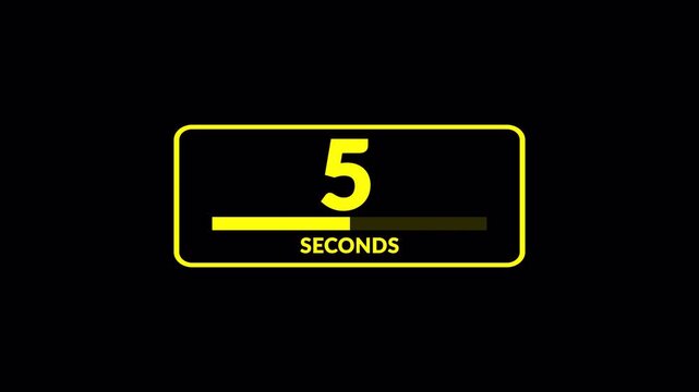 10 seconds countdown timer animation on black background for time relevant competitions, 10 second.