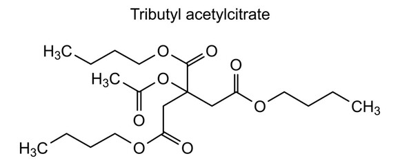 Obraz premium Tributyl acetylcitrate, chemical structure of tributyl acetylcitrate, drug substance