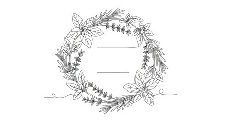 Herbal Wreath Frame with Copy Space - Decorative botanical element