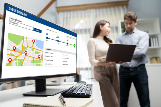 Delivery tracking system for e-commerce and brisk online business to timely goods transportation and delivery